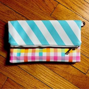 Studio DIY gingham stripe fold over clutch no flair